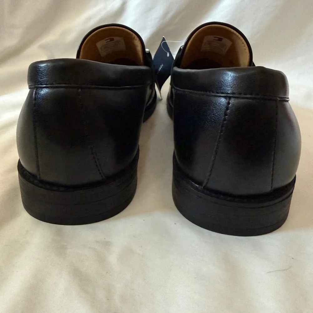 Tommy Hilfiger Mens Black Leather Bit Loafers Memory Foam Dress Shoes 12M